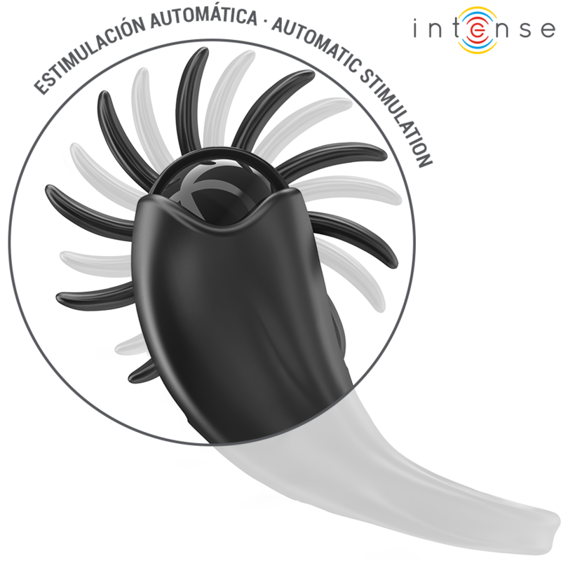 Mabel Vibrating Ring with Clitoral Stimulator Black - 10 Modes - INTENSE