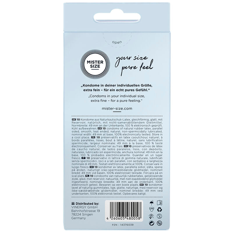 Ultra-thin Condoms Size S 49 mm – 10 Units – MISTER SIZE