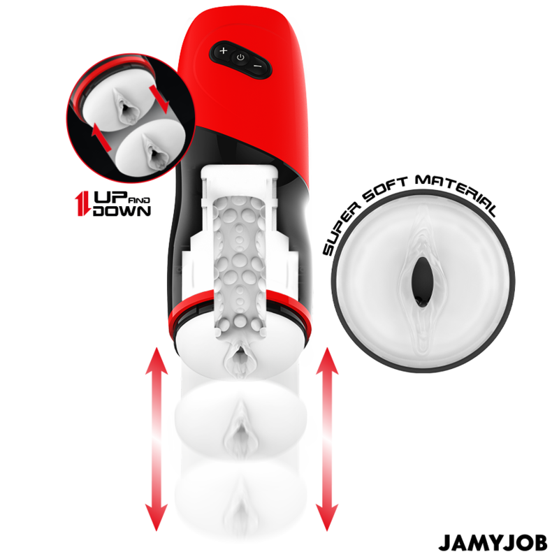 Automatic Thrusting Masturbator with Sound | 5 Modes | Black/Red - JAMYJOB XPEED