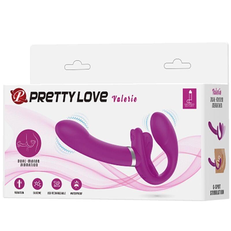 PRETTY LOVE - VALERIE DOUBLE STRAP-ON VIBRATOR 12 VIBRATIONS PURPLE