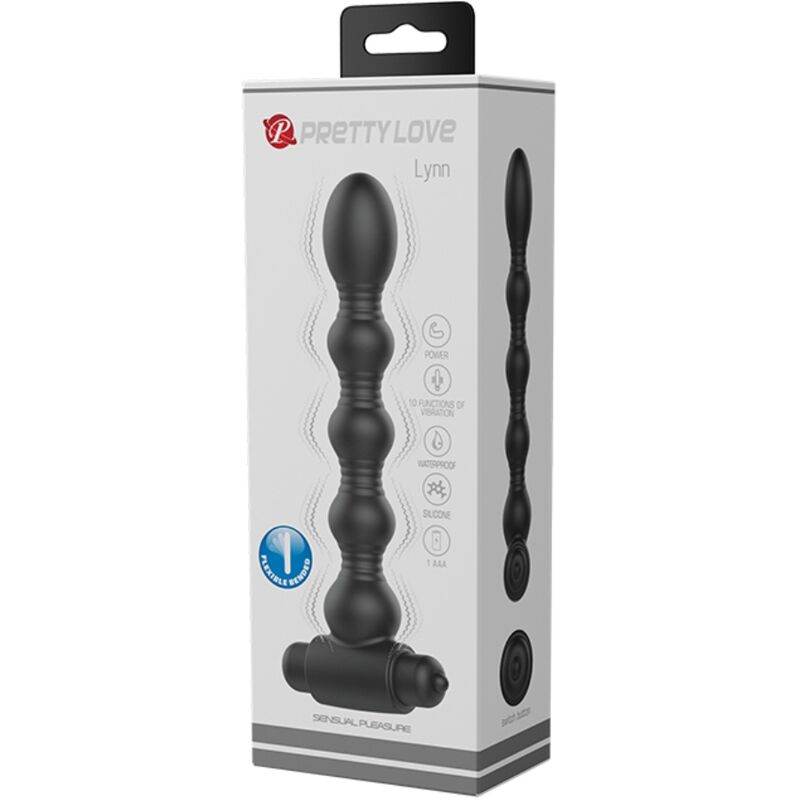 PRETTY LOVE - LYNN SILICONE ANAL PLUG 10 VIBRATIONS BLACK