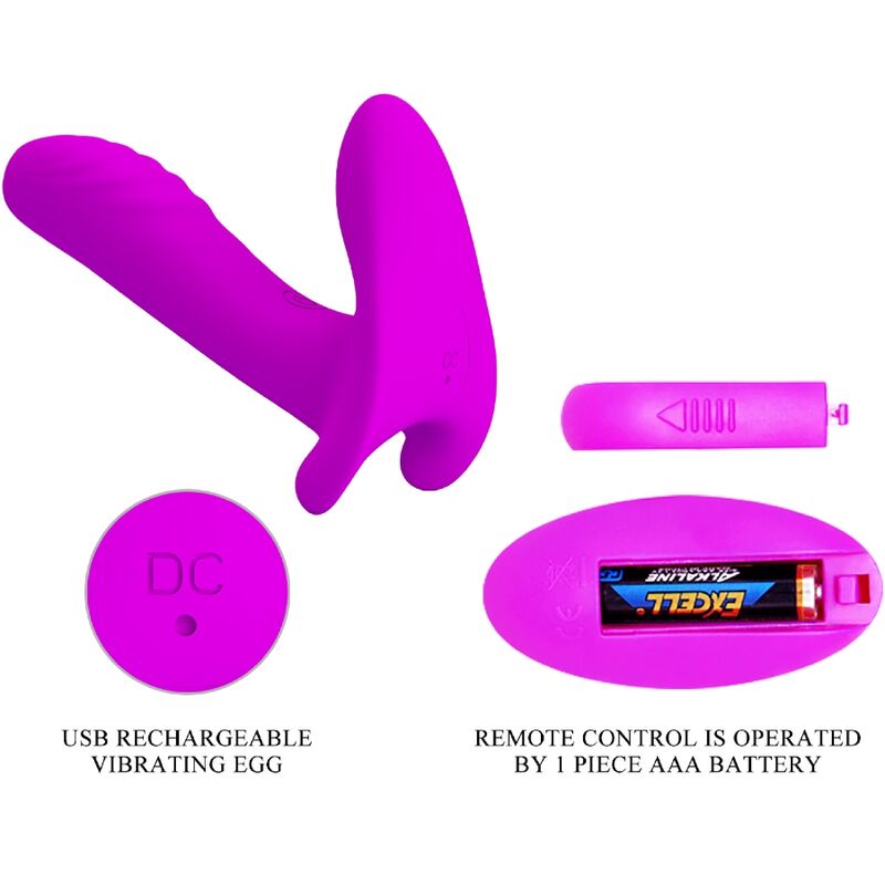PRETTY LOVE - MASSAGER & VIBRATOR 12 VIBRATIONS REMOTE CONTROL PURPLE