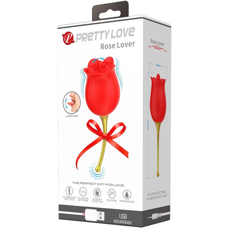 PRETTY LOVE - ROSE LOVER ROSE CLITORIS STIMULATOR 12 VIBRATIONS RED