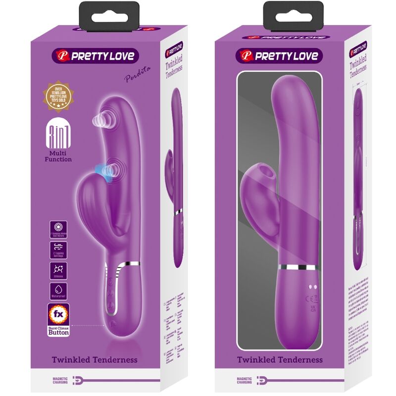 PRETTY LOVE - PERLITA 3 IN 1 MULTIFUNCTION RABBIT VIBRATOR  PURPLE