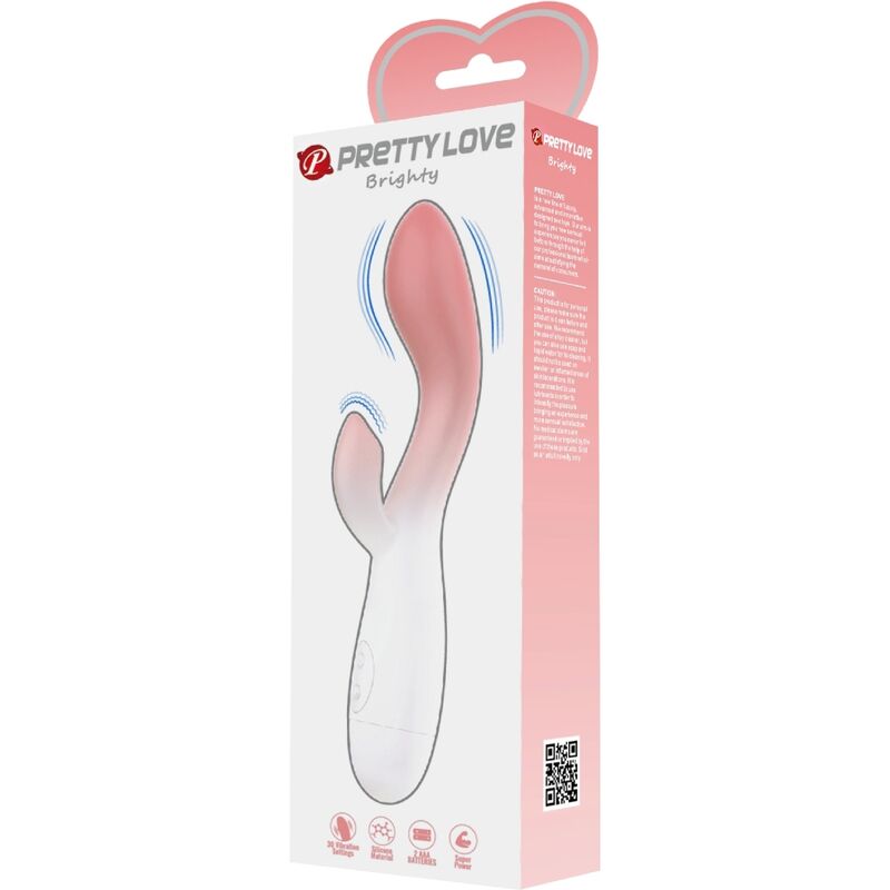 PRETTY LOVE - BRIGHTY G-SPOT VIBRATOR + CLITORIS STIMULATOR 30 VIBRATIONS PINK