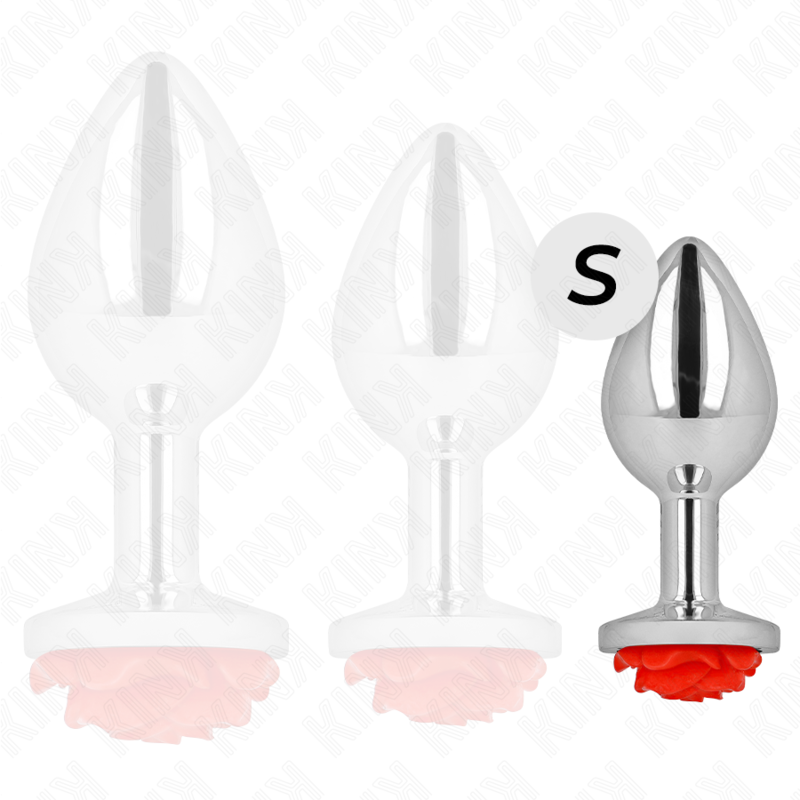 Metal Anal Plug with Red Rose – Size S – 7×2.8 cm – KINK