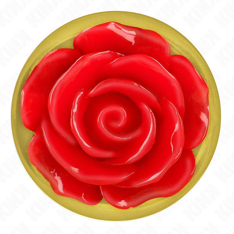 Gold Metal Anal Plug with Red Rose – Size S – 7.8×2.8 cm – KINK