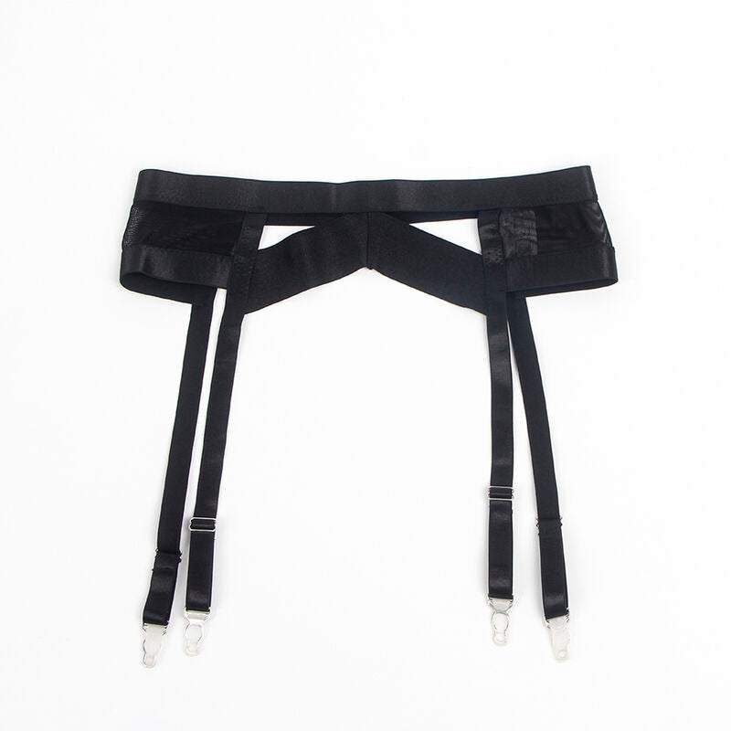 SUBBLIME - 955243 BLACK BONDAGE BRA WITH GARTER SET L/XL