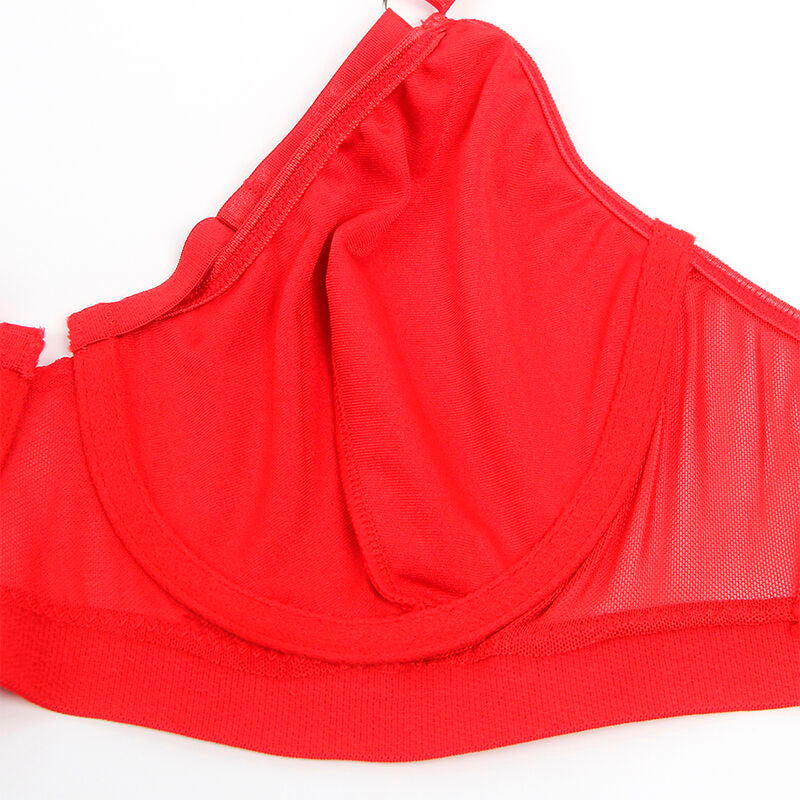 SUBBLIME - 955267 RED BONDAGE BRA WITH GARTER SET L/XL