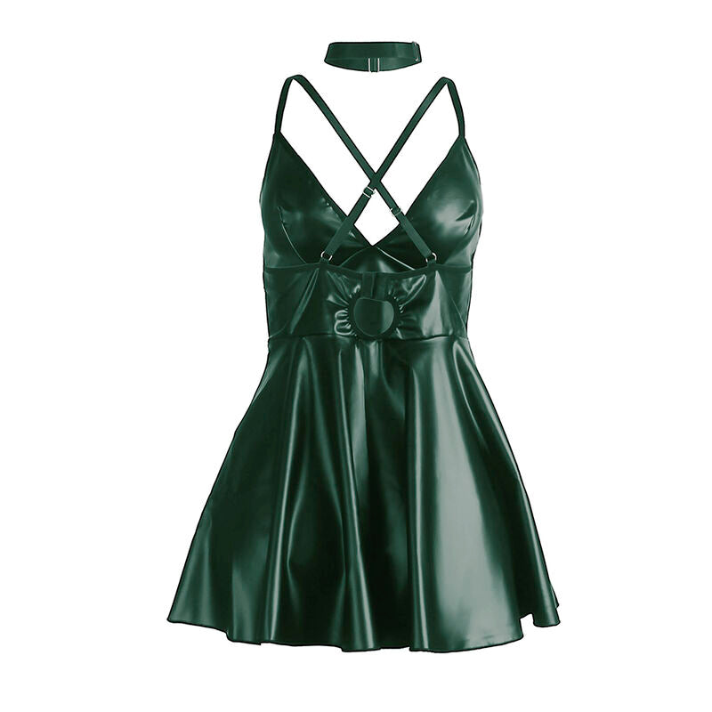 SUBBLIME - 955434 DRESS WITH GREEN LEATHER STRAPS S/M