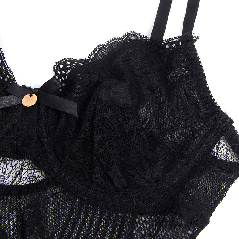 SUBBLIME - 955625 LACE BODYSUIT WITH BOTTOM CLOSURE BLACK L/XL