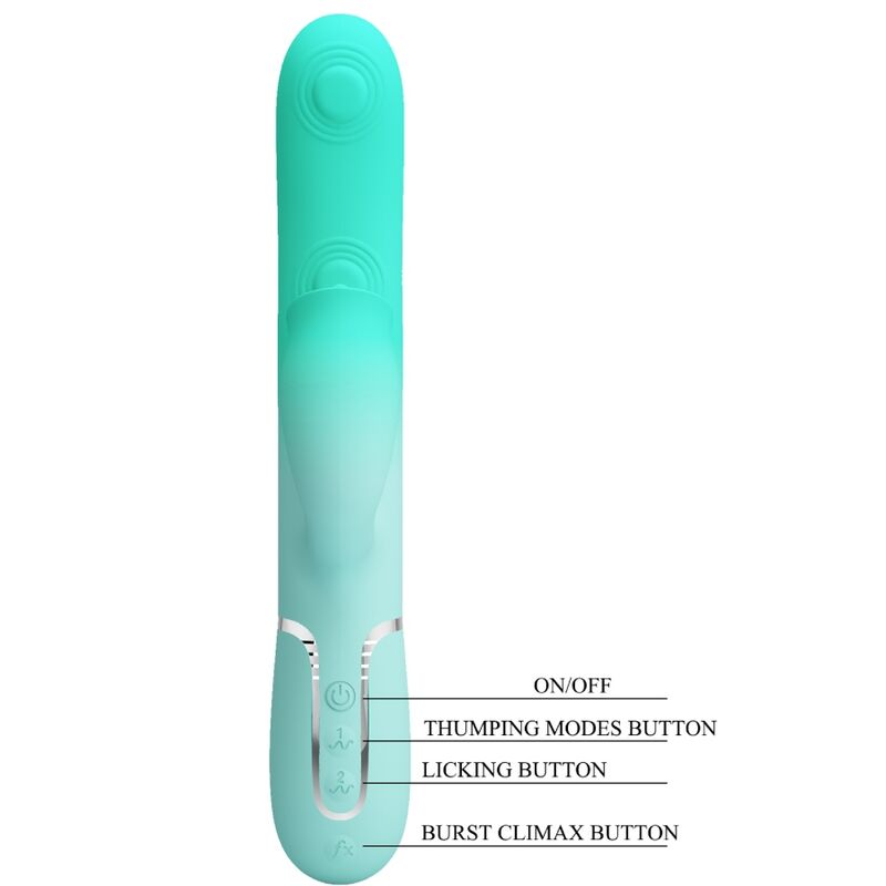 PRETTY LOVE - GIGI MULTIFUNCTION RABBIT VIBRATOR AQUA GREEN