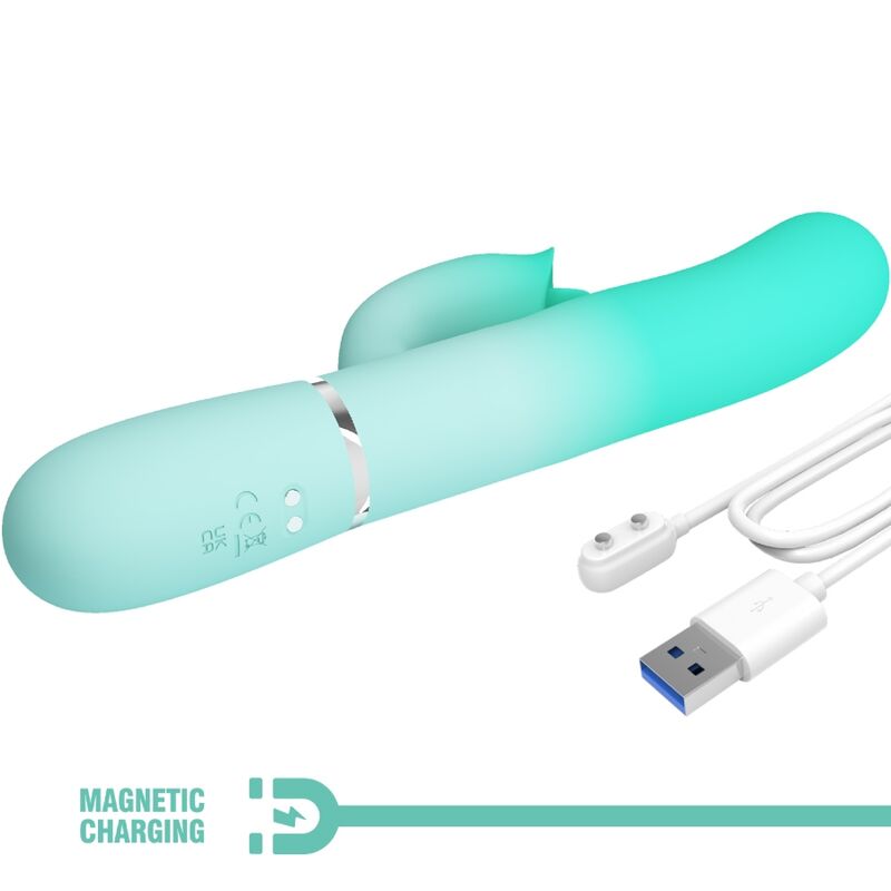 PRETTY LOVE - GIGI MULTIFUNCTION RABBIT VIBRATOR AQUA GREEN