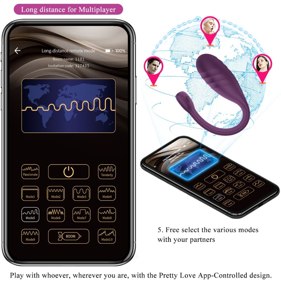 PRETTY LOVE - LEVIATHAN APP CONTROLLED VIBRATOR PURPLE