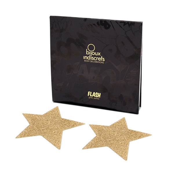 FLASH Golden Star Nipple Covers | Reusable Self-Adhesive | BIJOUX INDISCRETS