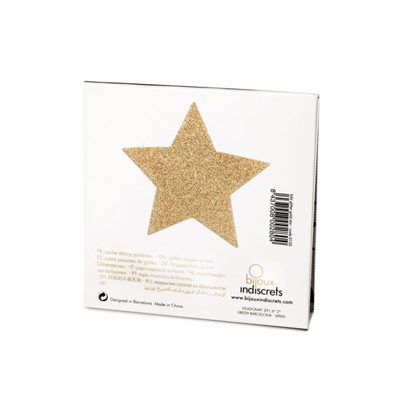FLASH Golden Star Nipple Covers | Reusable Self-Adhesive | BIJOUX INDISCRETS