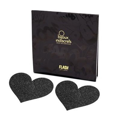 Flash Black Heart Nipple Covers | BIJOUX INDISCRETS