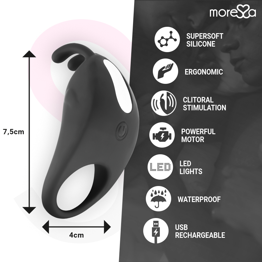 Brad Premium Silicone Vibrating Ring Black – 7 Modes – MORESSA