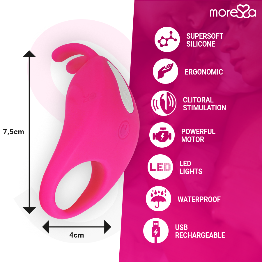 Silicone Rechargeable Clitoral Rabbit Ring | 39 mm × 57 mm × 65 mm | MORESSA