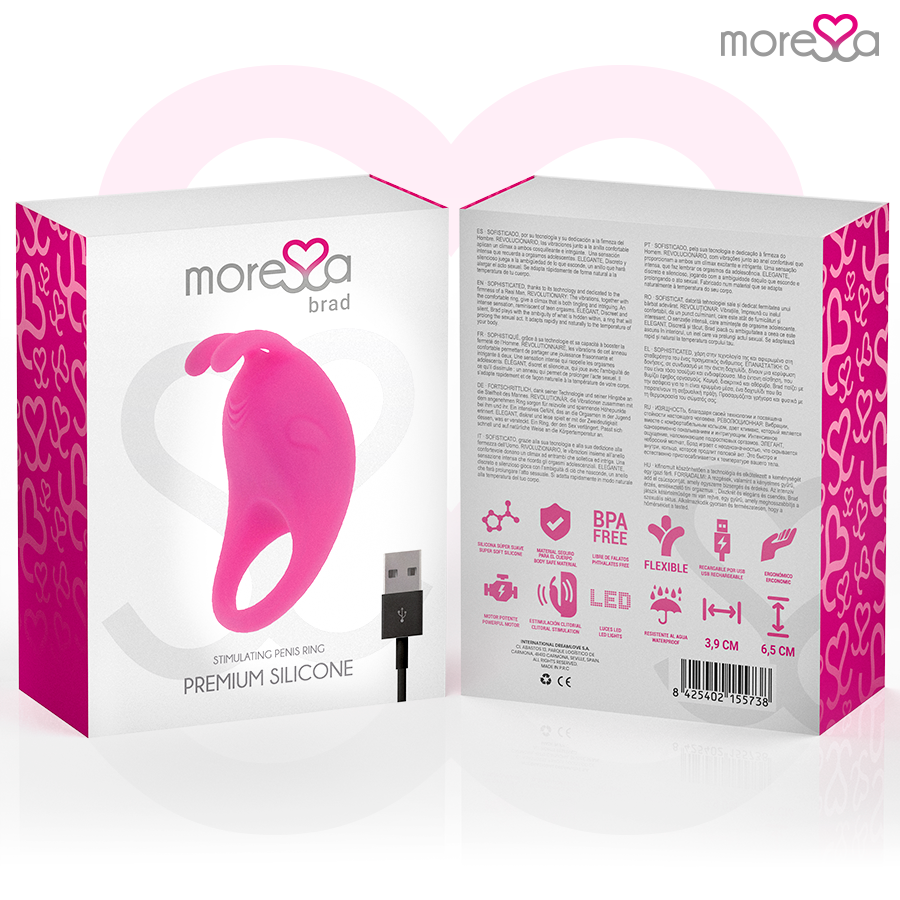 Silicone Rechargeable Clitoral Rabbit Ring | 39 mm × 57 mm × 65 mm | MORESSA