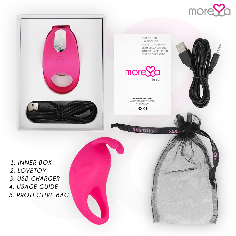 Silicone Rechargeable Clitoral Rabbit Ring | 39 mm × 57 mm × 65 mm | MORESSA