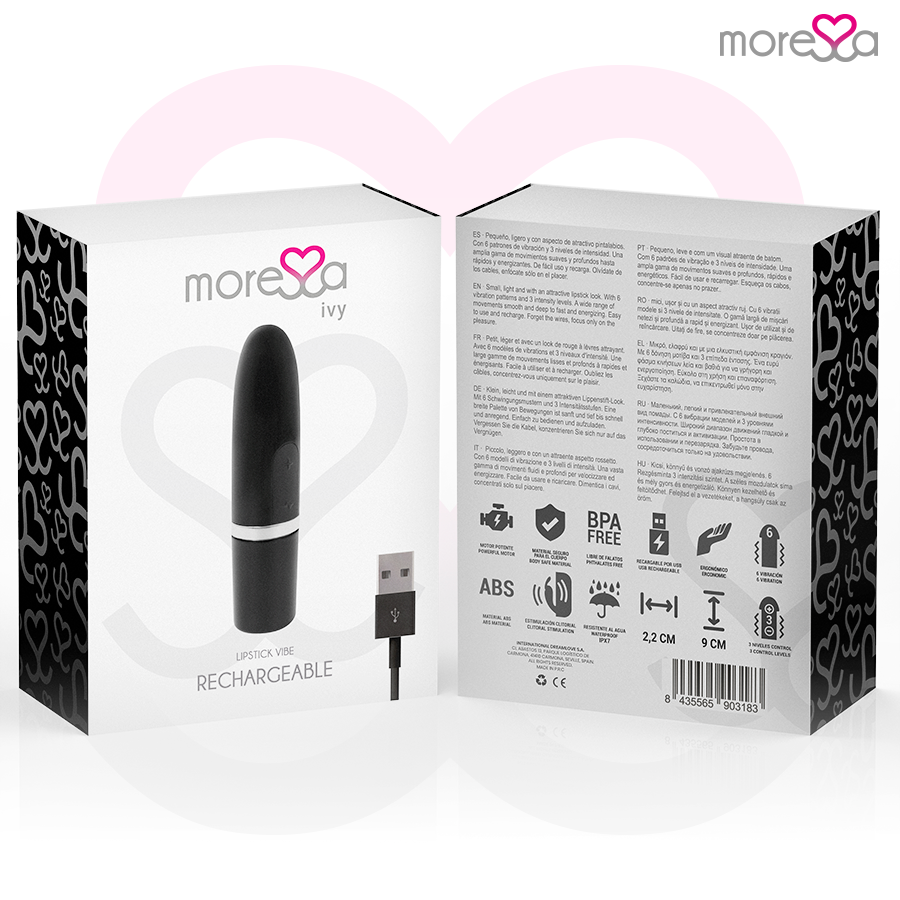 IVY Travel Lipstick Vibrator Black - 9.0 cm x 2.2 cm - Moressa