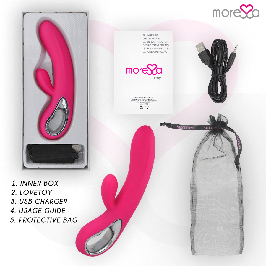 Troy Silicone Rabbit Vibrator – 20 cm – MORESSA (Rechargeable)