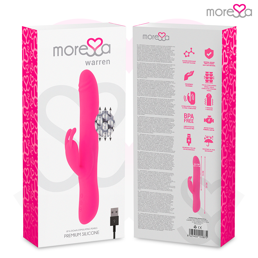 Warren Rolling Rabbit – Rechargeable Silicone Vibrator – 25.5 cm – MORESSA