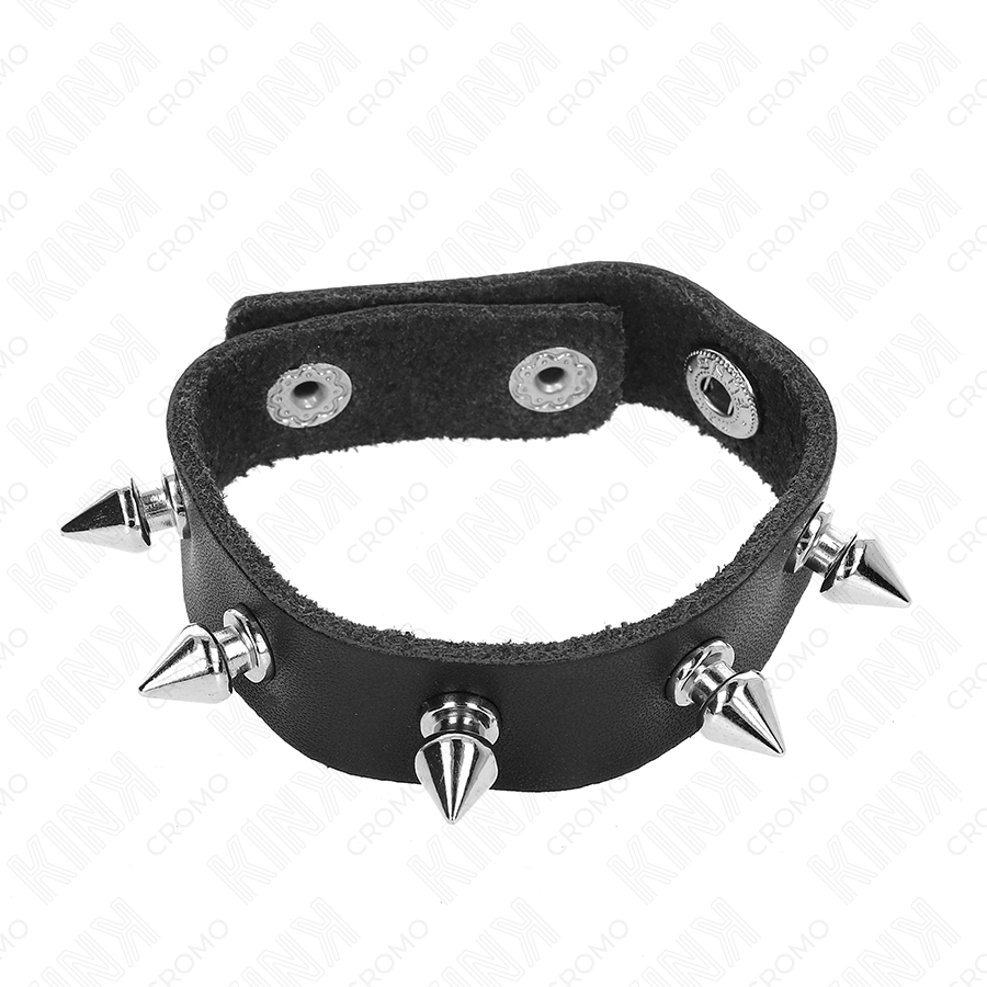 Leather spiked penis ring | 21.5 cm × 1.6 cm | KINK