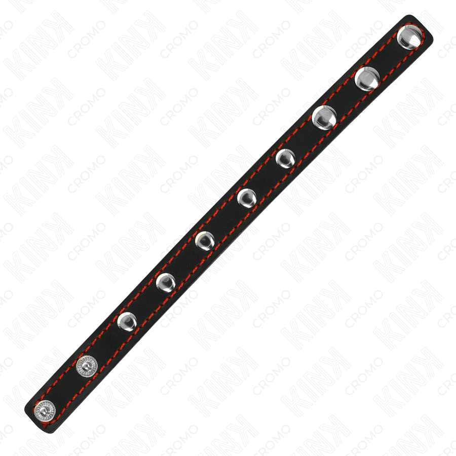 Red-Lined Leather Cock Ring • Snap-Pressure Closure (21 × 1.5 cm) | KINK