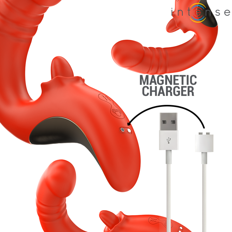 U-Shaped Couples Vibrator Red, Dual Motors, Waterproof – INTENSE  Paulina