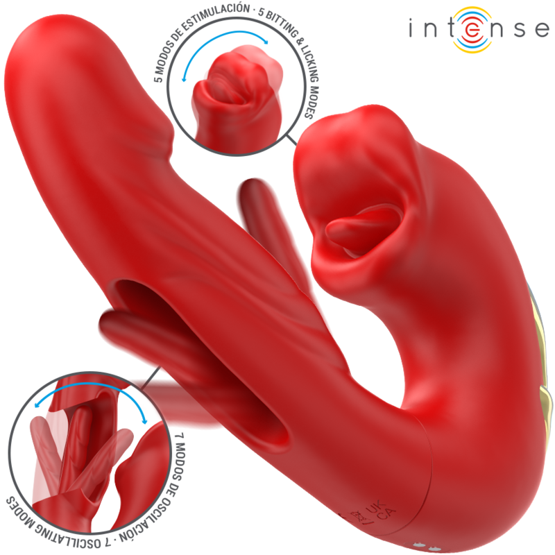 Nathy Dual-Action Vibrator with Clitoral Suction - Red - INTENSE
