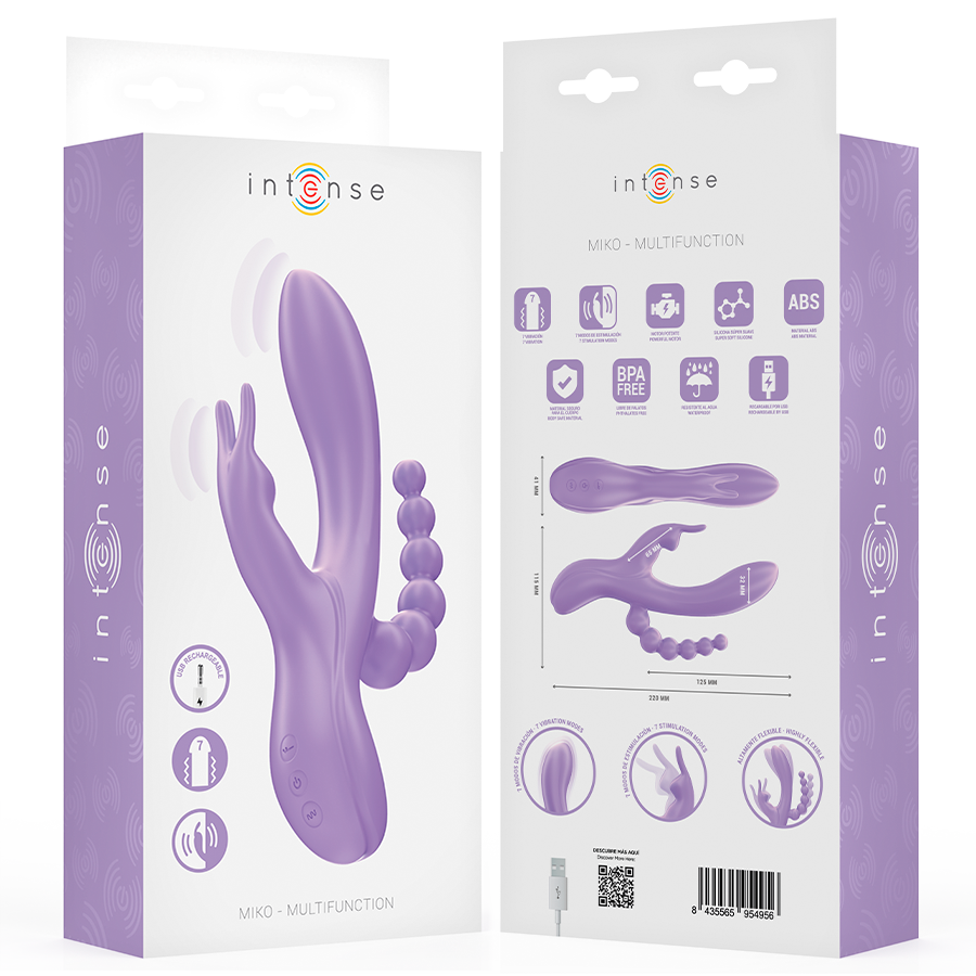 INTENSE - MIKO TRIPLE VIBRATOR RABBIT & STIMULATOR & ANAL 7 VIBRATIONS PURPLE