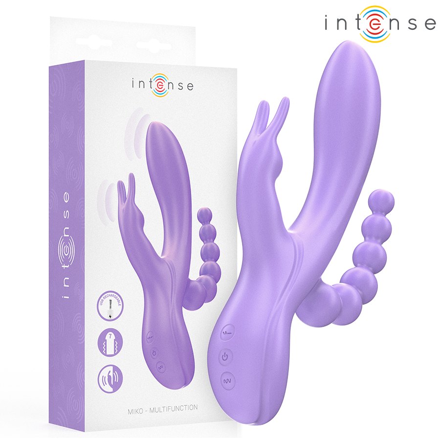 INTENSE - MIKO TRIPLE VIBRATOR RABBIT & STIMULATOR & ANAL 7 VIBRATIONS PURPLE
