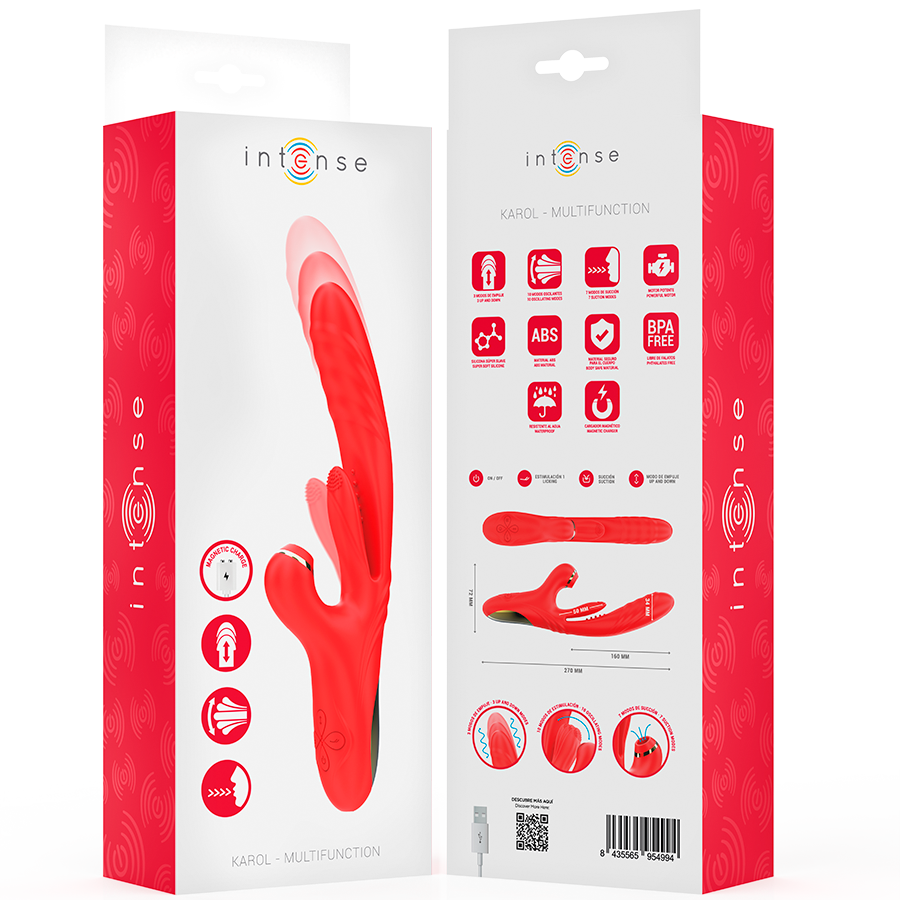 INTENSE - KAROL MULTIFUNCTION VIBRATOR THRUST & STIMULATION & STIMULATING WAVES RED
