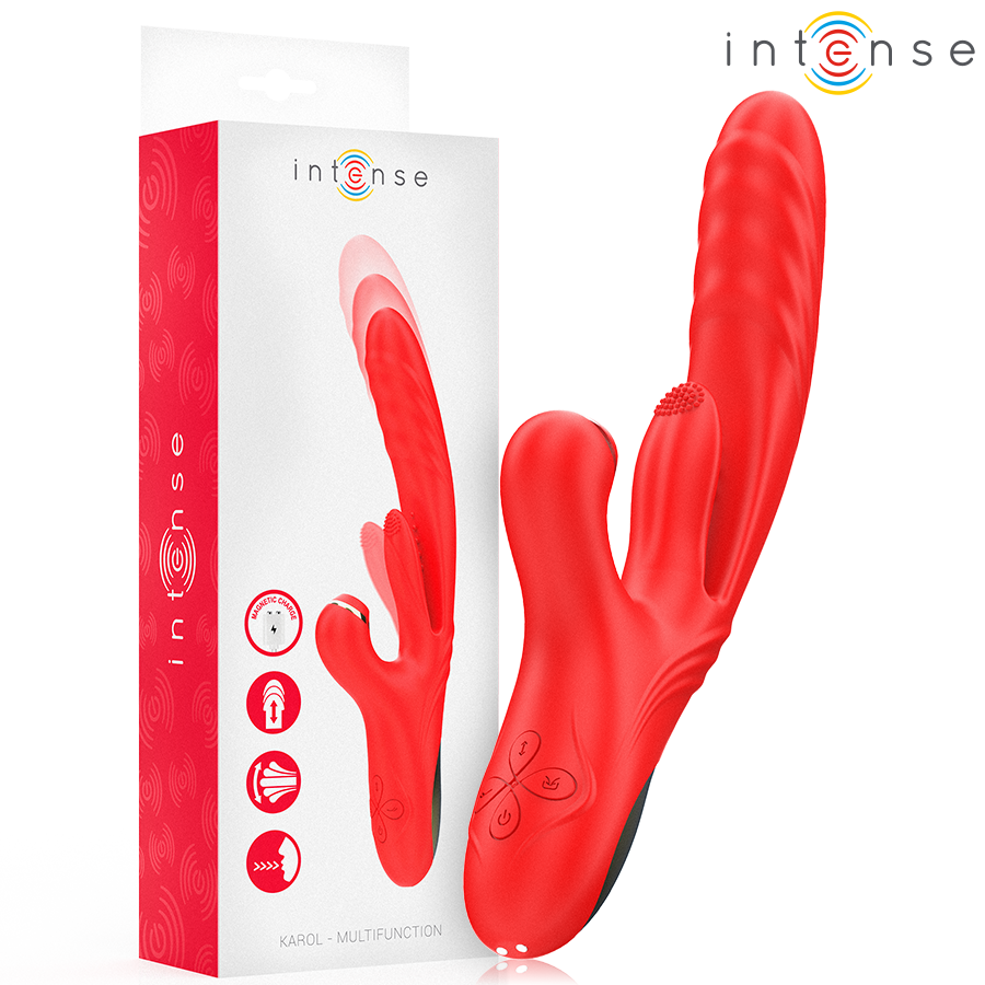 INTENSE - KAROL MULTIFUNCTION VIBRATOR THRUST & STIMULATION & STIMULATING WAVES RED