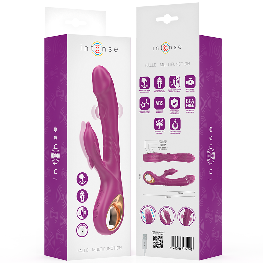 INTENSE - HALLE MULTIFUNCTION VIBRATOR WITH DOLPHIN STIMULATING TONGUE PURPLE