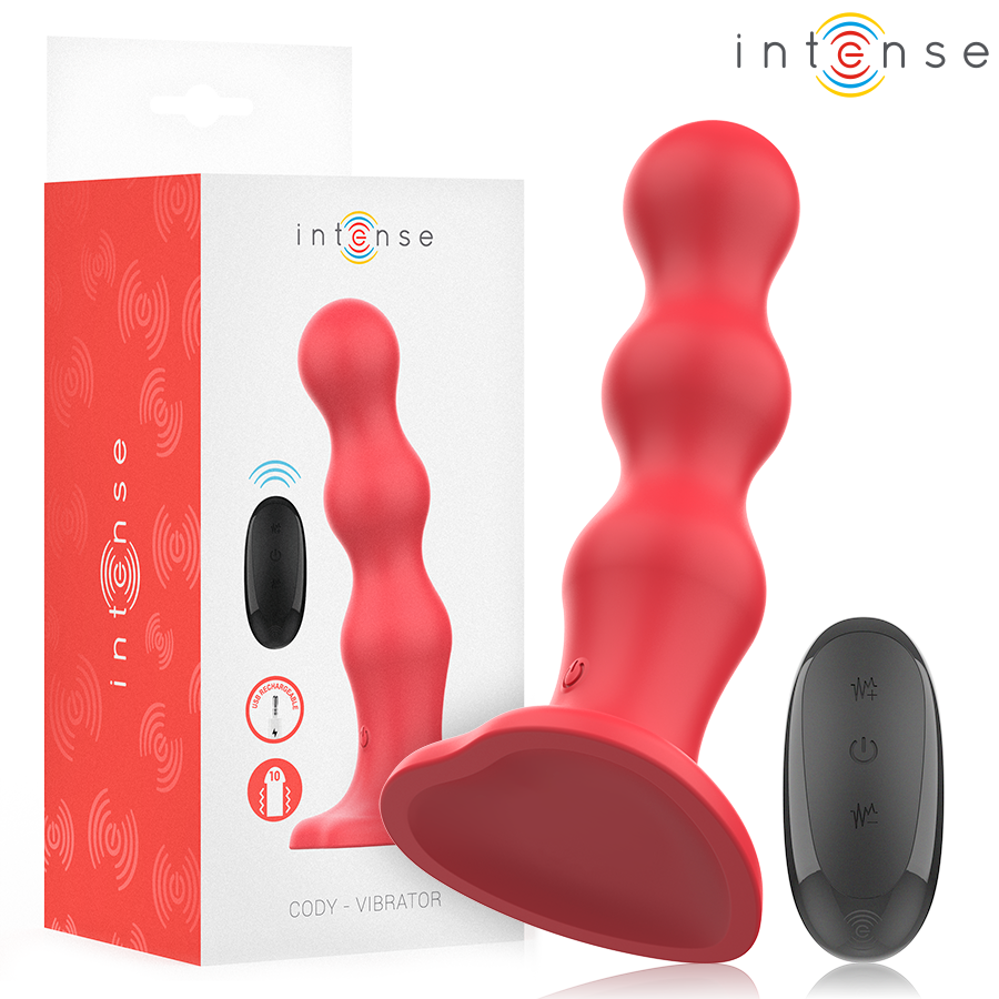 INTENSE - CODY VIBRATOR WITH SUCTION CUP RED REMOTE CONTROL
