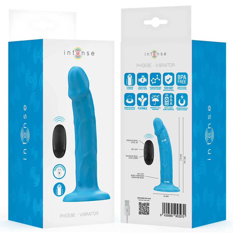 INTENSE - PHOEBE REALISTIC VIBRATOR 10 VIBRATIONS BLUE REMOTE CONTROL