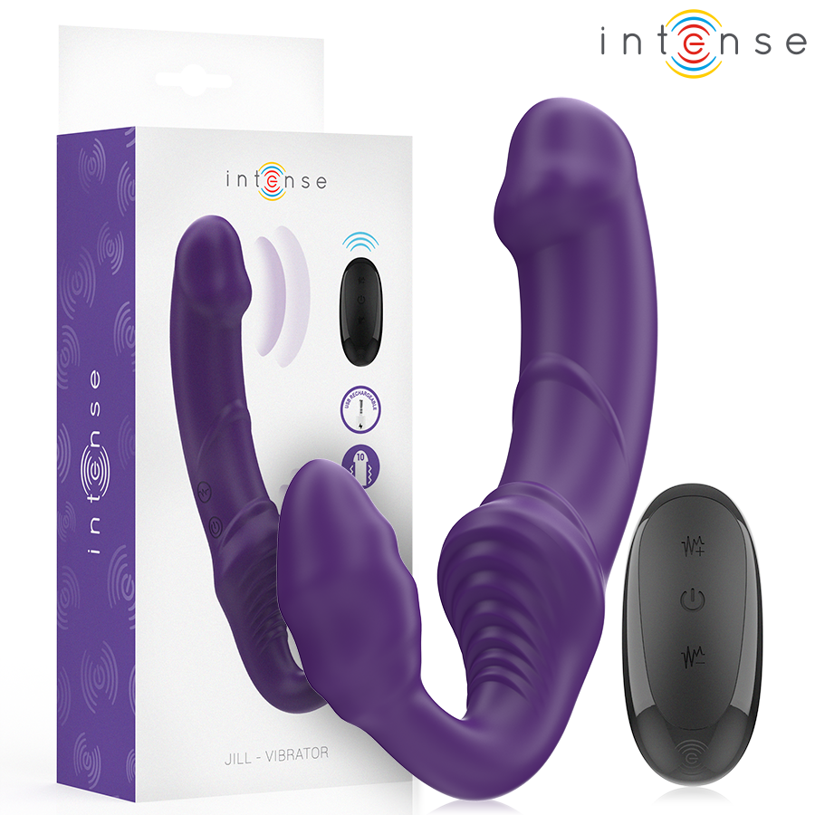 INTENSE - JILL DOUBLE VIBRATOR 20 CM PURPLE REMOTE CONTROL