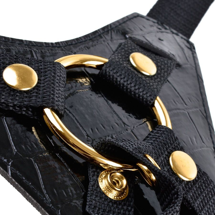 Designer strap-on with removable suction base | 7 in | FETISH FANTASY GOLD