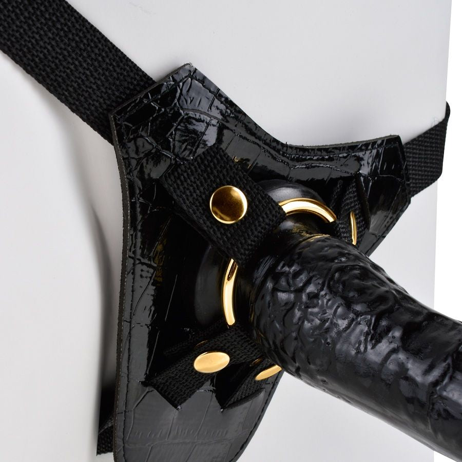 Designer strap-on with removable suction base | 7 in | FETISH FANTASY GOLD