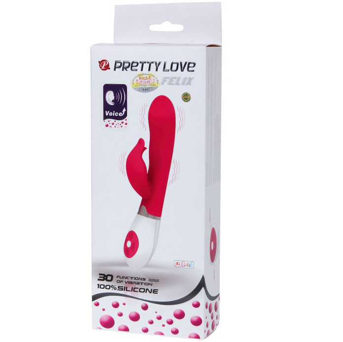 Voice-control rabbit vibrator with clitoral stimulator | 3.2 cm × 20.5 cm | PRETTY LOVE