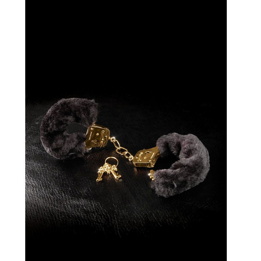 Gold deluxe furry metal cuffs | FETISH FANTASY GOLD