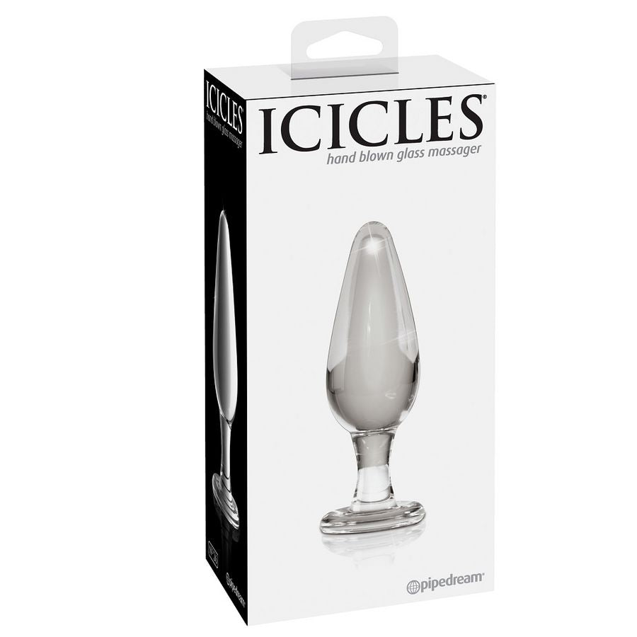 Handmade glass anal plug for temperature play | 10 cm × 3.8 cm | ICICLES