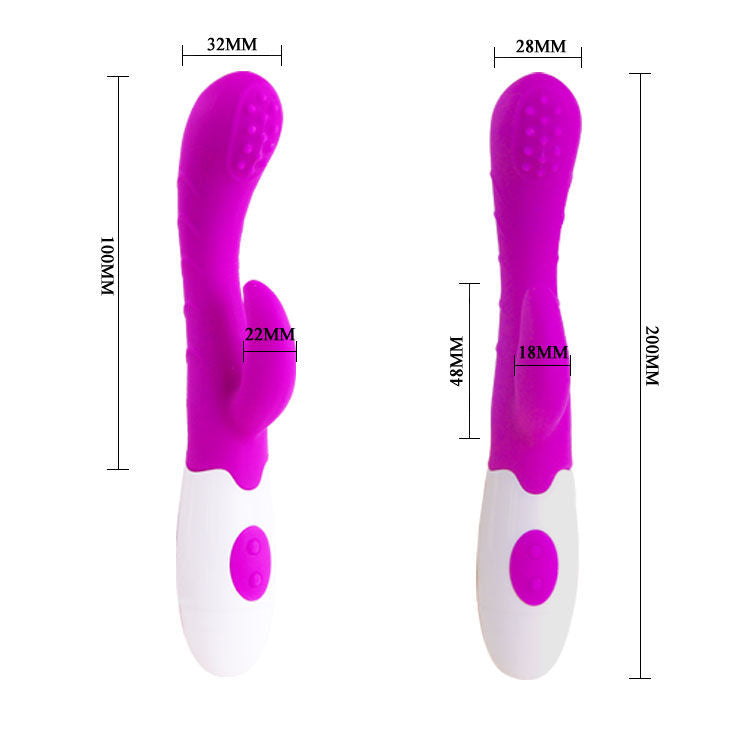 Pretty Love Arthur Silicone Rabbit Vibrator – 20 cm – Lilac/White