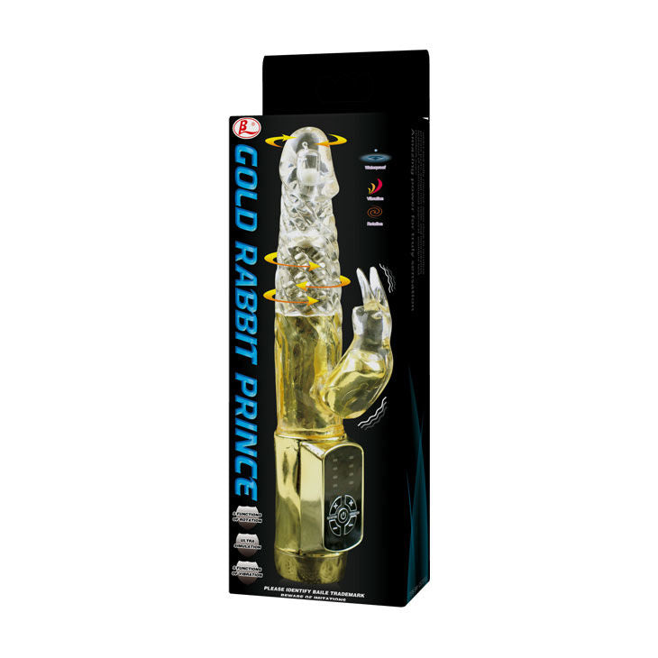 Rotating Gold rabbit vibrator, 12 speeds & 4 rotations | 23 cm × 3.5 cm | BAILE