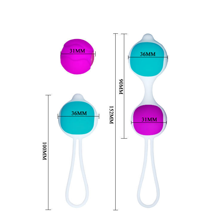 Orgasmic ball set, 4 interchangeable weights | 3.75 cm ø, 15.25 cm | PRETTY LOVE