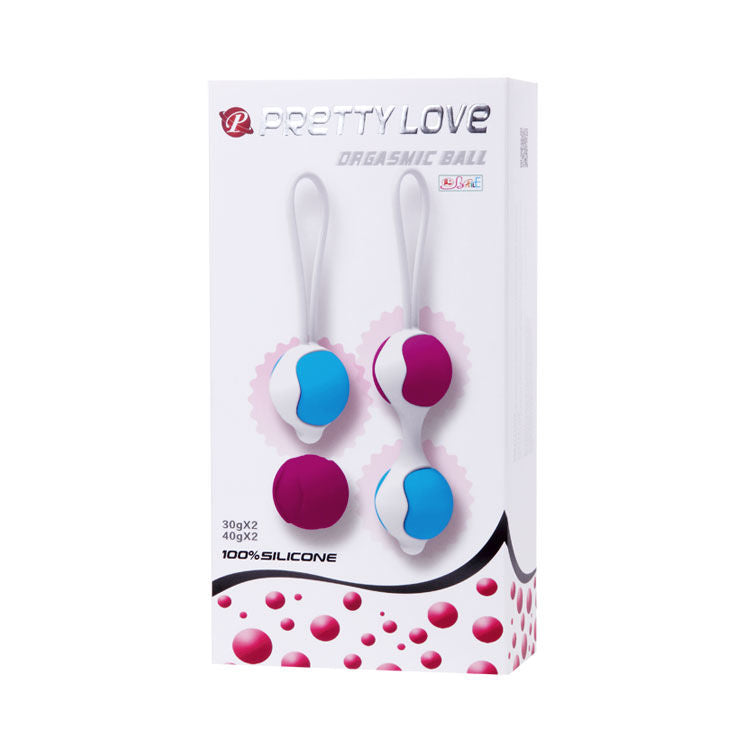 Orgasmic ball set, 4 interchangeable weights | 3.75 cm ø, 15.25 cm | PRETTY LOVE
