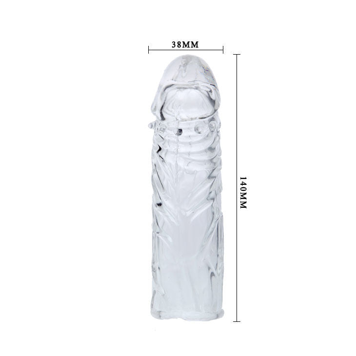 Transparent Silicone Penis Cover with Stimulating Nodules | 13 cm insertable, 14.2 cm total | BAILE